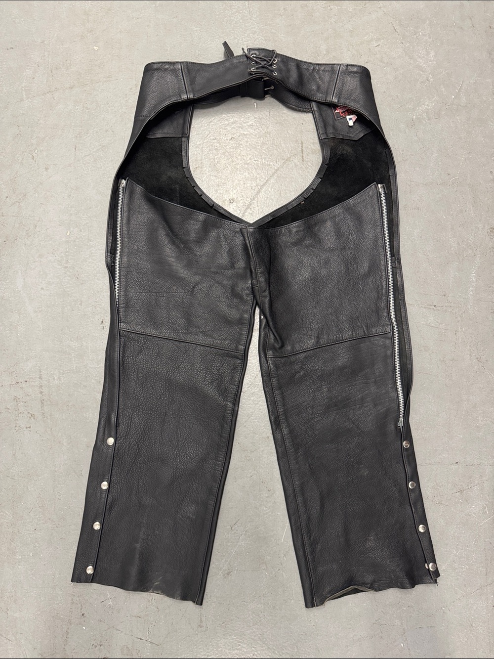 Black Leather Motorcycle Chaps